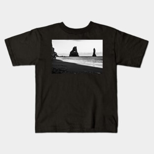 Reynisfjara Beach, Iceland B&W Kids T-Shirt